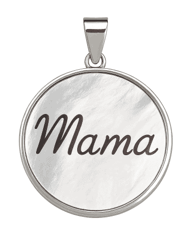 Colgante para Mujer de Plata con Nácar Blanco y Grabado “Mamá”