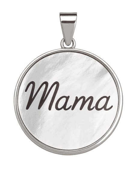 Colgante para Mujer de Plata con Nácar Blanco y Grabado “Mamá”
