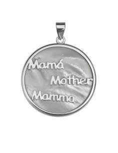 Colgante para Mujer de plata con nácar blanco “Mamá, Mother, Mamma” - Plata 925