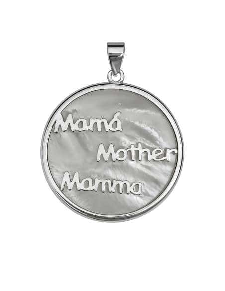 Colgante para Mujer de plata con nácar blanco “Mamá, Mother, Mamma” - Plata 925