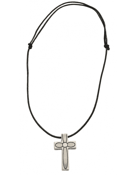Collar para Hombre Cruz de Acero y chapita de oro 18k