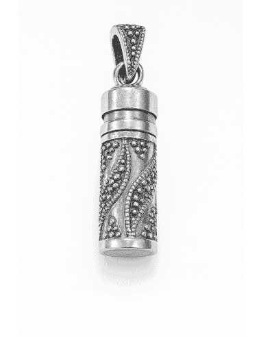 Colgante Unisex de plata envejecida Guarda secreto Cilíndrico con Grabado - Plata 925