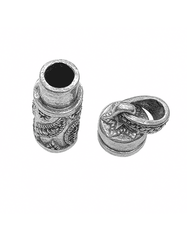 Colgante Unisex de plata envejecida Guarda secreto Cilíndrico con Grabado - Plata 925