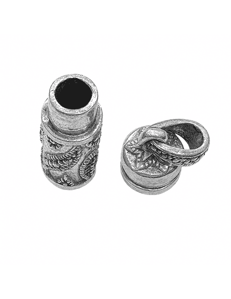 Colgante Unisex de plata envejecida Guarda secreto Cilíndrico con Grabado - Plata 925