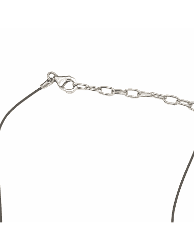 Collar para Mujer con Colgante Flor de Acero y Cordón de Caucho - Acero 316