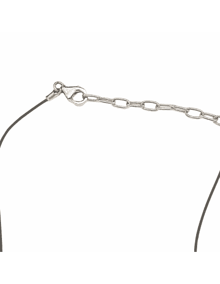 Collar para Mujer con Colgante Flor de Acero y Cordón de Caucho - Acero 316