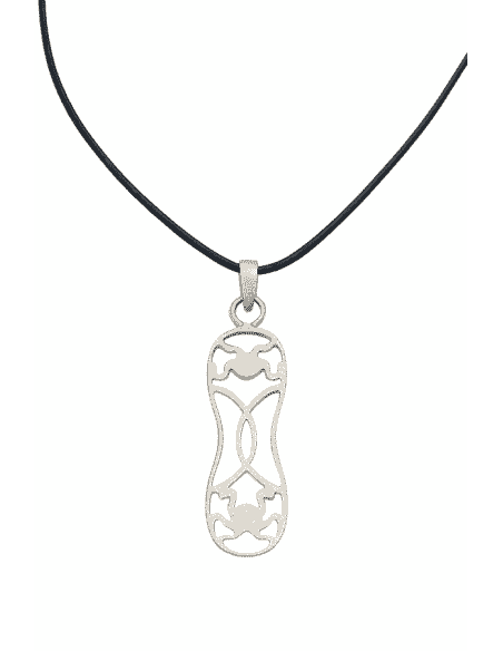 Collar para Mujer de Caucho Negro con Colgante Abstracto en Plata - Plata 925