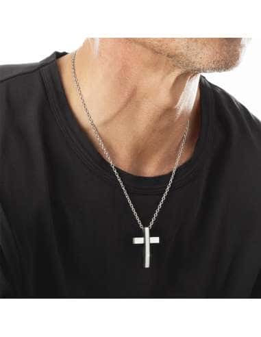 Collar para Hombre de Acero con Cruz  - Lotus LS2369/1/1