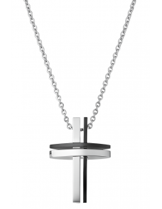 Collar para Hombre de Acero con Cruz - Lotus LS1984/1/1