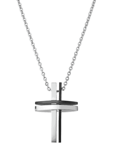 Collar para Hombre de Acero con Cruz - Lotus LS1984/1/1