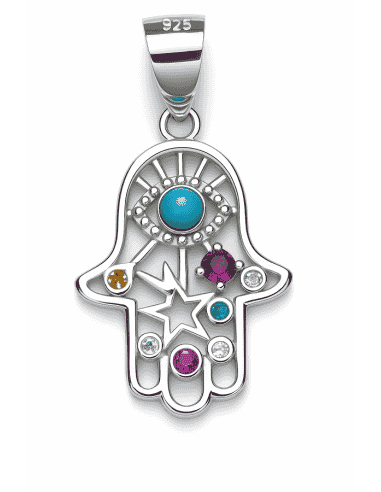 Colgante para mujer de plata mano de Fátima con circonitas - Plata 925