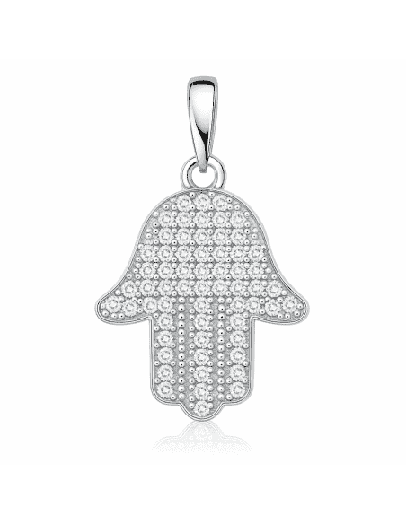 Colgante para Mujer Mano de Fátima con circonitas  - Plata 925