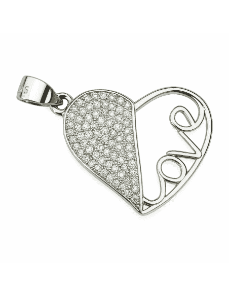 Colgante para Mujer de Plata Corazón "Love" con Circonitas - Plata 925