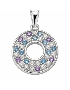 Colgante para Mujer de Plata Círculo con Circonitas Multicolor - Plata 925