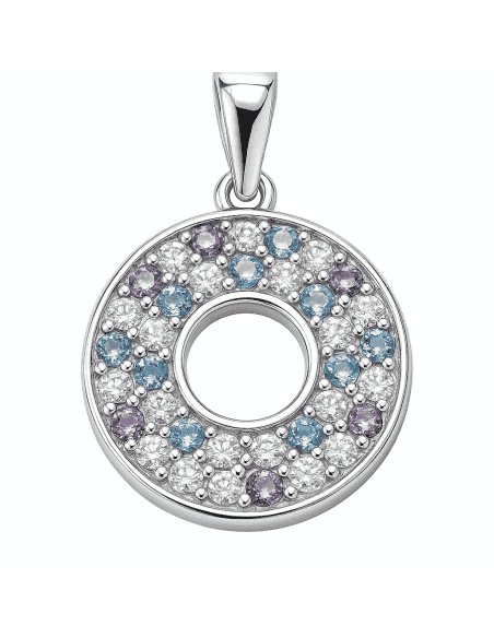 Colgante para Mujer de Plata Círculo con Circonitas Multicolor - Plata 925