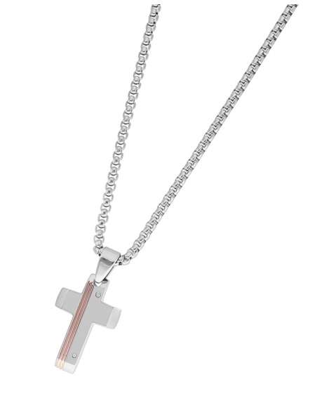 Collar para Hombre de Acero Cruz - Marea C00107/59