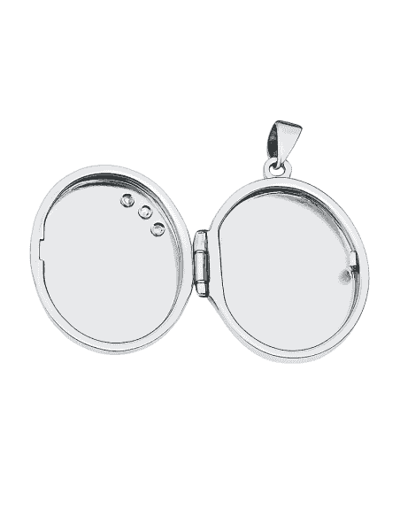 Colgante Guardapelo de Plata Ovalado con Circonitas ( Dije Secreto para Fotos) - Plata 925