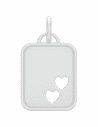 Colgante de Plata de Ley Placa Rectangular con 2 Corazones Calados - Plata 925