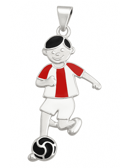 Colgante para Hombre de Plata Jugador de Fútbol Articulado Esmaltado - Plata 925