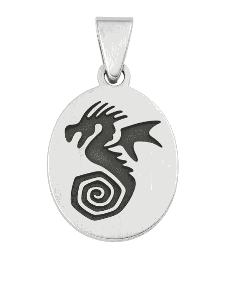 Colgante para Hombre de Plata de Ley con Diseño de Dragón Tribal Grabado - Plata 925
