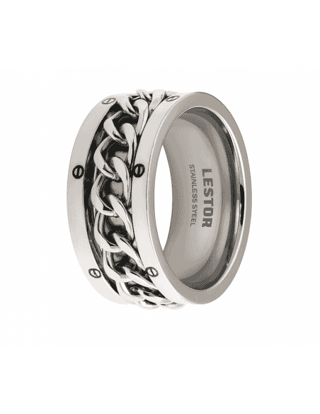 Anillo para Hombre de Acero con cadena - Lestor R10193/SSO17