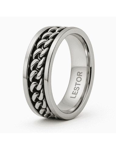 Anillo para Hombre de Acero con Cadena - Lestor R10194/SSO11