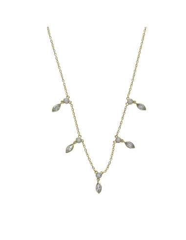 Collar para Mujer de Plata Dorada con Circonitas Blancas – Salvatore 213C0052