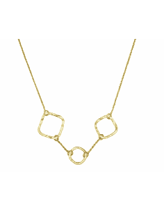 Collar para Mujer de plata de primera ley chapado en oro con un círculo central y dos cuadrados