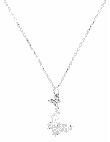 Collar para Mujer de Plata de ley en Forma de Mariposa con Circonitas y Nácar - Plata 925