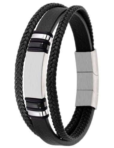 Pulsera para Hombre Triple de piel trenzada y Acero - Marea D00103/262