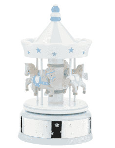 Carrusel Infantil Musical con Caballitos y Estrellas de madera Azul - Valenti 21089 C