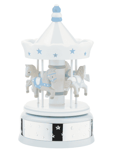 Carrusel Infantil Musical con Caballitos y Estrellas de madera Azul - Valenti 21089 C