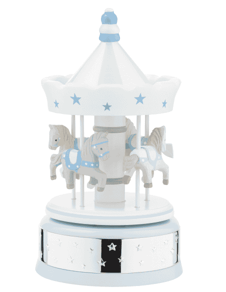 Carrusel Infantil Musical con Caballitos y Estrellas de madera Azul - Valenti 21089 C