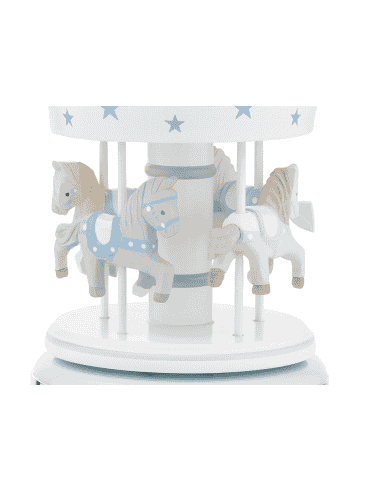 Carrusel Infantil Musical con Caballitos y Estrellas de madera Azul - Valenti 21089 C