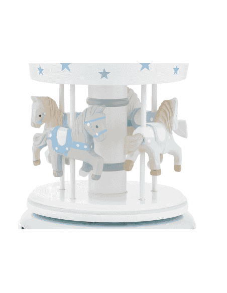 Carrusel Infantil Musical con Caballitos y Estrellas de madera Azul - Valenti 21089 C