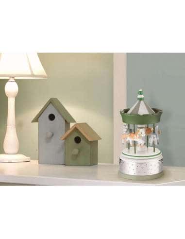 Carrusel Infantil Musical con Caballitos y Estrellas Rosa y Blanco - Valenti B4200 R