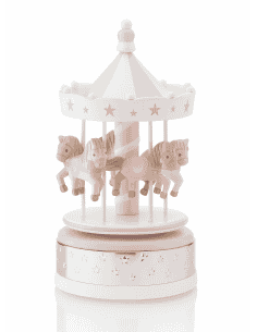 Carrusel Infantil Musical con Caballitos y Estrellas de madera Rosa y Blanco - Valenti 21089 RA