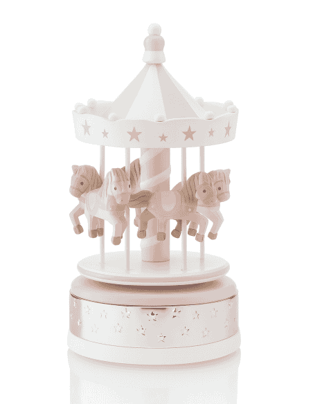 Carrusel Infantil Musical con Caballitos y Estrellas de madera Rosa y Blanco - Valenti 21089 RA