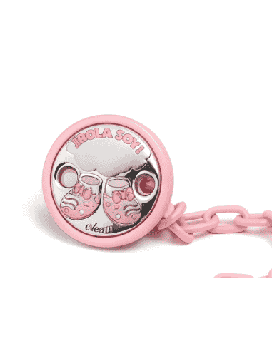 Pinza Infantil Chupete - Zapatito 'HOLA SOY' Rosa - Eventi EV3373/01R