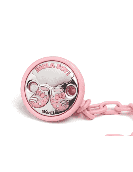 Pinza Infantil Chupete - Zapatito 'HOLA SOY' Rosa - Eventi EV3373/01R