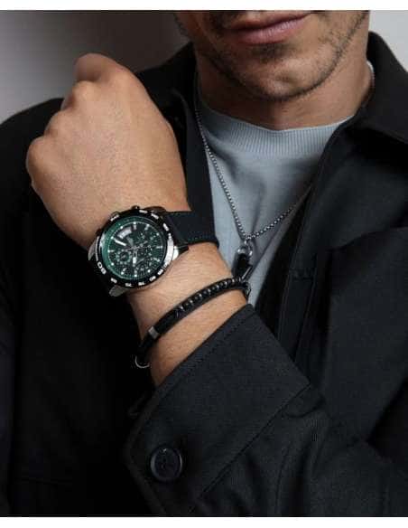 Pulsera para Hombre de Acero y Piel Negra - Viceroy 15169P01010