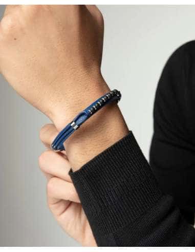 Pulsera para Hombre de Acero y Piel Azul - Viceroy 15169P01013