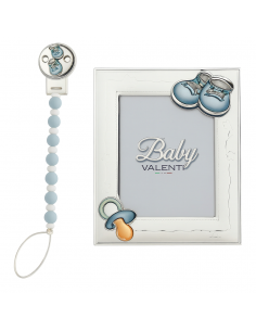 Set Infantil Pinza Mordedor Peucos y Marco de Fotos Chupete con Peucos Azul - Valenti 75096 C