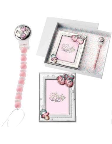 Set Infantil Pinza Mordedor Peucos y Marco de Fotos Chupete con Peucos Azul - Valenti 75096 C
