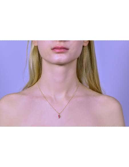Collar “Lo nuestro es eléctrico” plata bañada en oro con colgante rayo esmaltado - Salvatore 213CH144