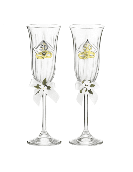 Copas para Boda 50 Aniversario Rosas con lazo de seda - Valenti 16502
