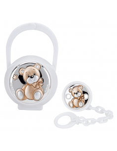 Set Infantil Portachupetes con Pinza Oso Blanco- Eventi EV3464/01B
