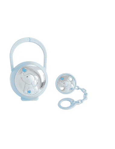 Set Infantil Portachupetes con Pinza Elefante azul - Eventi EV3304/01C