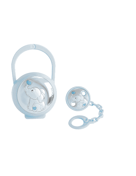 Set Infantil Portachupetes con Pinza Elefante azul - Eventi EV3304/01C