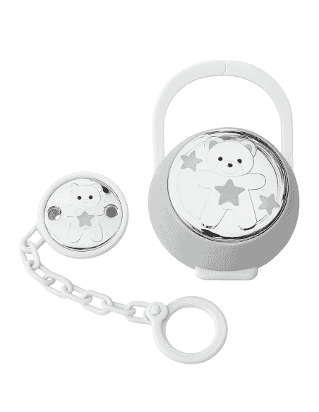 Set Infantil Portachupetes con Pinza Oso Blanco - Eventi EV3534/01B